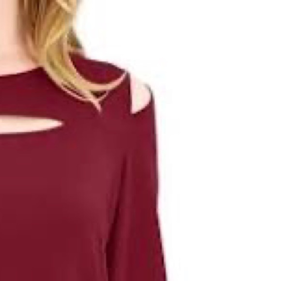 NWT Alfani Cutout 3/4 Sleeve Mocha Large Blouse - Picture 3 of 7